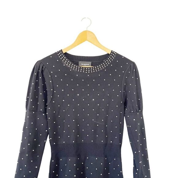 The Kooples NWOT Black Stretchy Knit Studded Dress - Picture 8 of 15